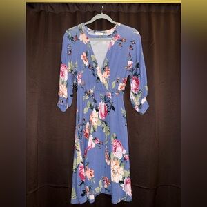 ODDY Blue Floral Long Sleeve Dress
